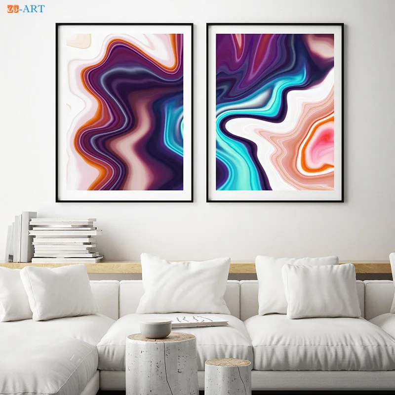 Черно-белая Акварельная Абстрактная живопись с минимальным принтом модная