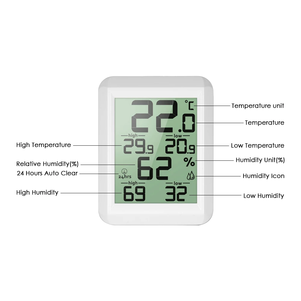 LCD Digital Thermometer Thermo-Hygrometer Electronic Temperature Humidity Meter Monitor Weather Station Indoor Outdoor Tester | Дом и сад