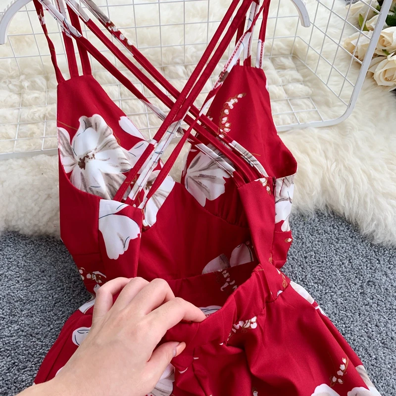 Женское шифоновое платье на бретелях Vestidos Verano длинное облегающее с v-образным