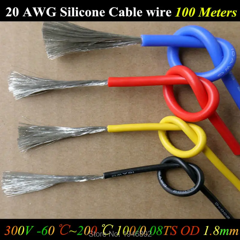 100 м 20 AWG гибкий силиконовый провод RC кабель 20AWG 100/0.08TS OD 1 8 мм луженый медный 10