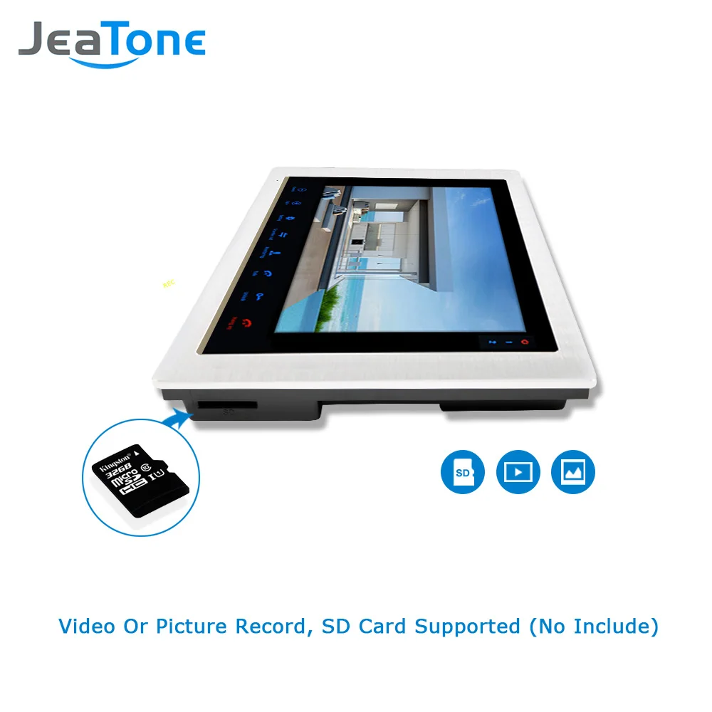 JeaTone 10 дюймовый проводной видеодомофон дверной звонок интерком для квартиры с ИК