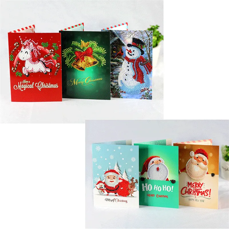 Рождественская открытка Алмазная картина поздравительная 5D креативная DIY день