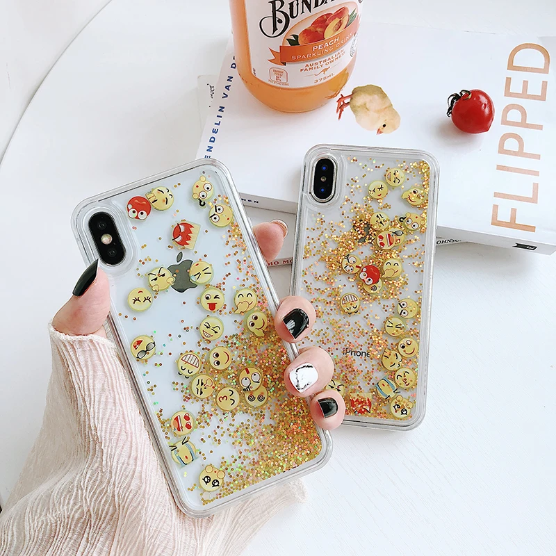 Чехол QINUO с зыбучим песком и динамической жидкостью для iPhone X XS Max XR милый