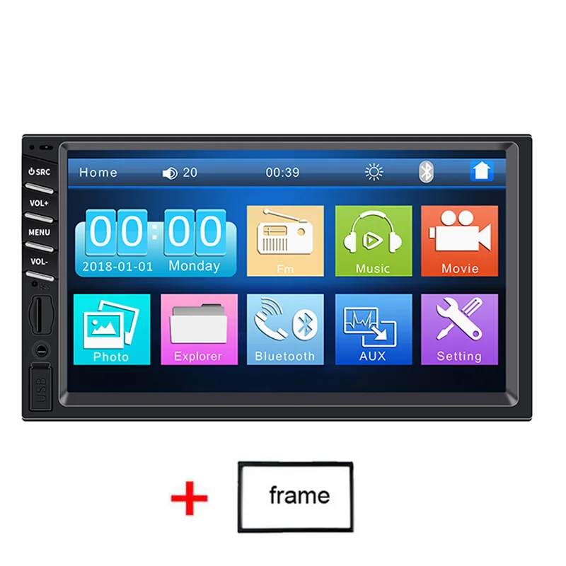 2din автомобильный радиоприемник 7 дюймов Сенсорный экран MirrorLink проигрыватель Android 2 DIN MP5 плеер Авто Bluetooth заднего вида Камера магнитофон - Цвет: with frame
