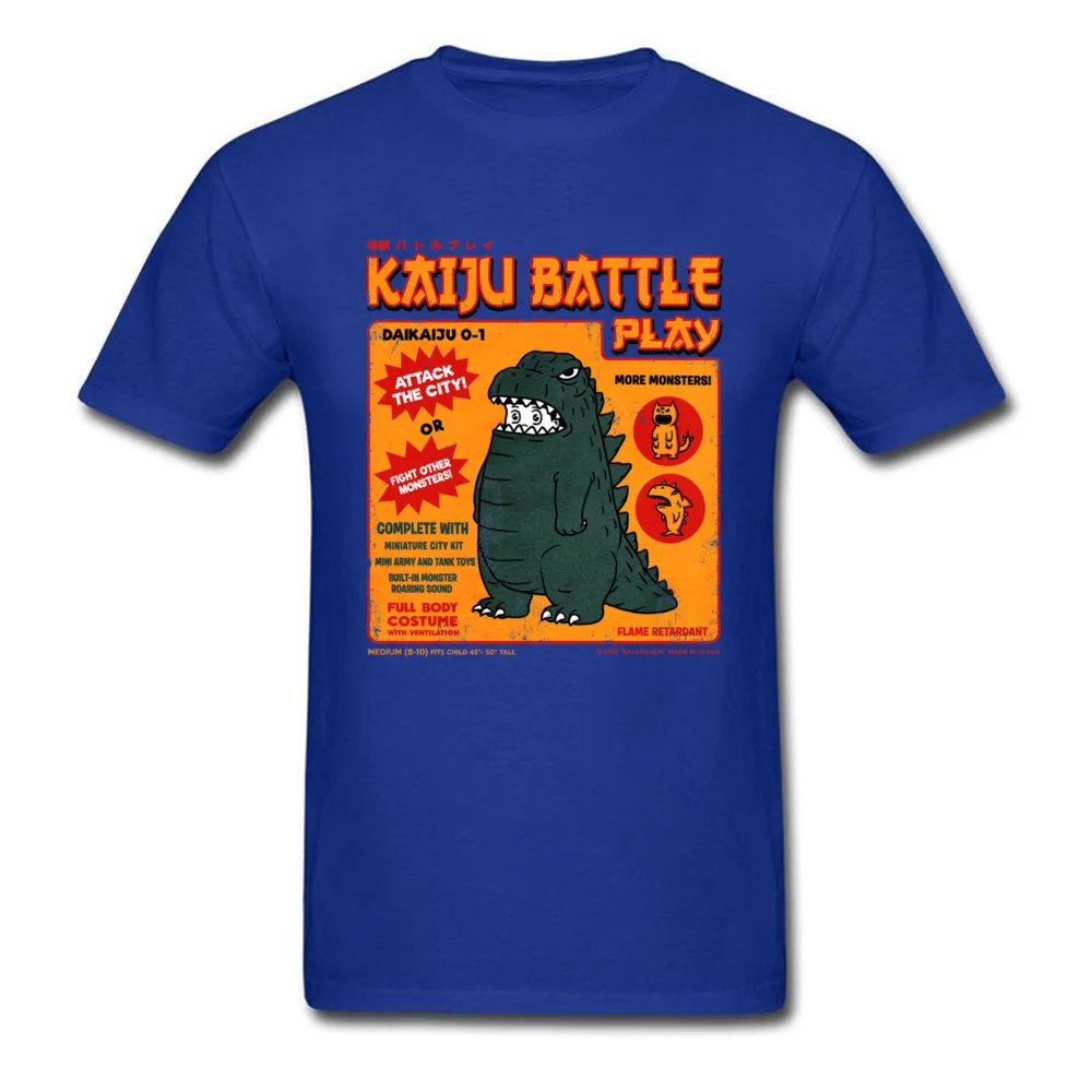 Япония Kaiju костюм футболка мужская футболка черные хлопковые топы милые динозавры футболки студентов мультфильм одежда динозавров Черный - Цвет: Синий