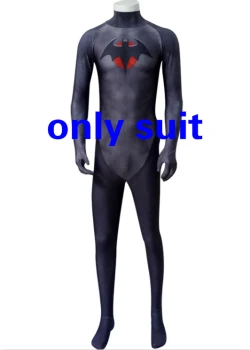only suit BERMANWIN высокое качество Flashpoint Бэтмен костюм с 3D принтом спандекс лайкра Бэтмен Костюм для взрослых мужчин Хэллоуин Косплей Костюм - Цвет: only suit