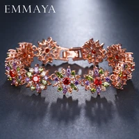 emmaya gorgeous rose gold color multi cz bangles bracelets fashion flower shape bracelets for women