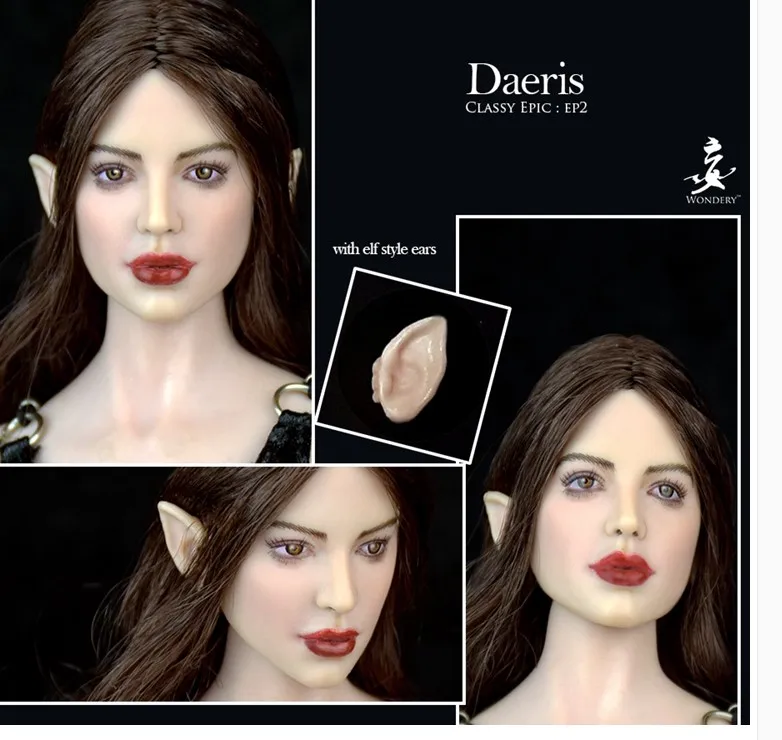 WONDERY 1/6 Ep01/Ep02 Daeris эва Эльф Девушка глава лепить съемный уши for1:6 женской фигуры