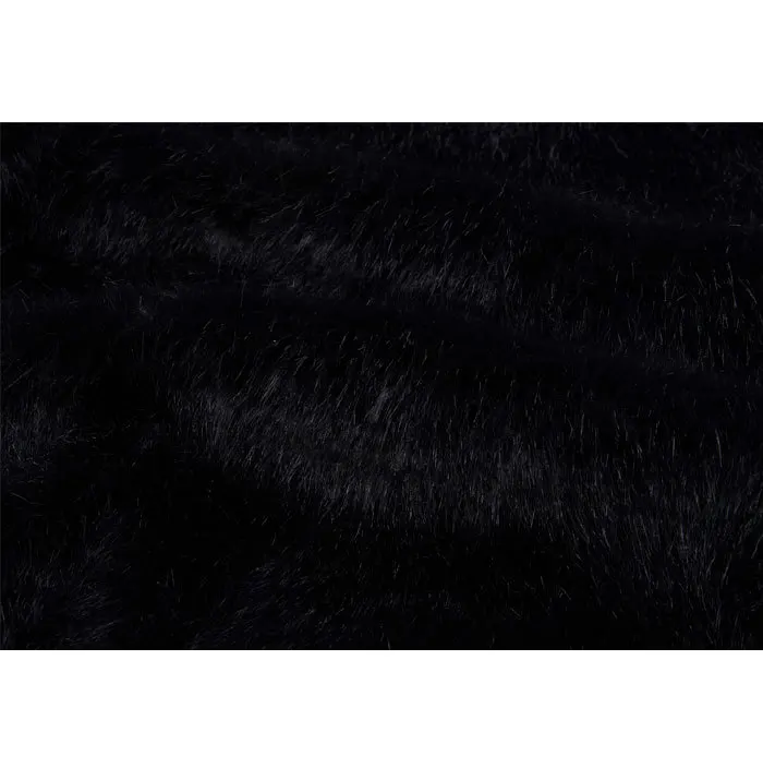 Мужская длинная куртка на лисьем меху Черная с капюшоном и бусинами новинка