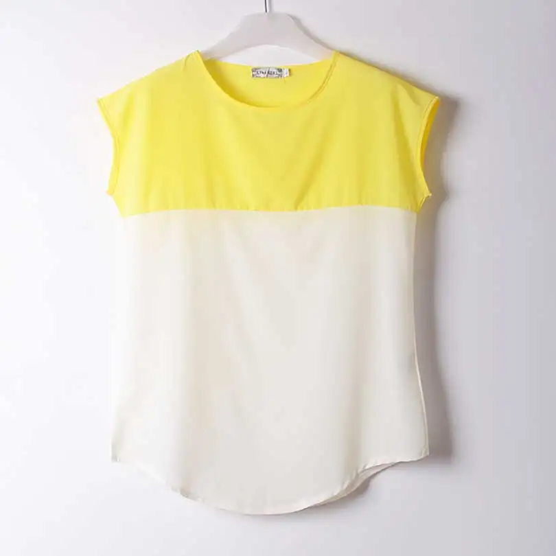 VOGUE! Новая женская летняя шифоновая блузка контрастного цвета Повседневная