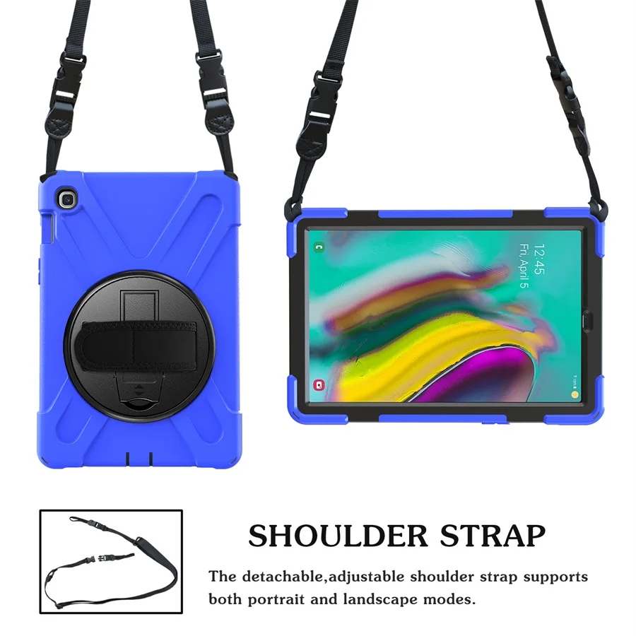 Blue Strap Для samsung Galaxy Tab S5e, 10,5 дюймов, T725, T725, детский чехол, противоударный, сверхпрочный, силиконовый+ подставка, гибридный, прочный, защитный чехол - Цвет: Blue Strap