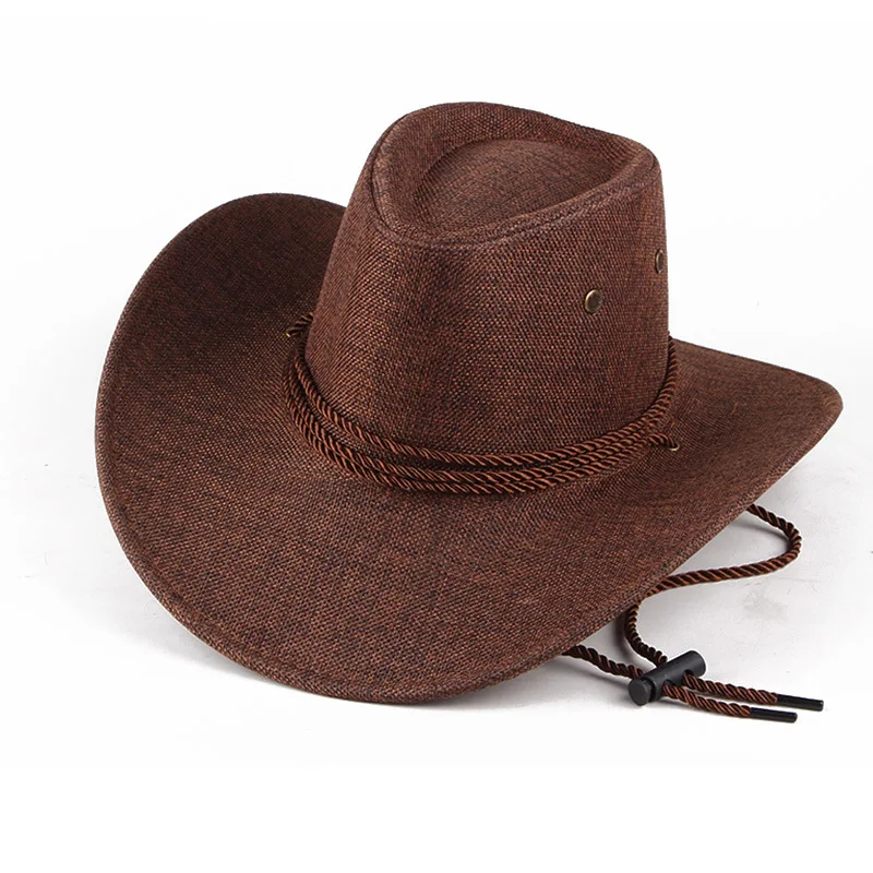 Новинка 2019 льняная ковбойская шляпа унисекс для верховой езды с широкими полями