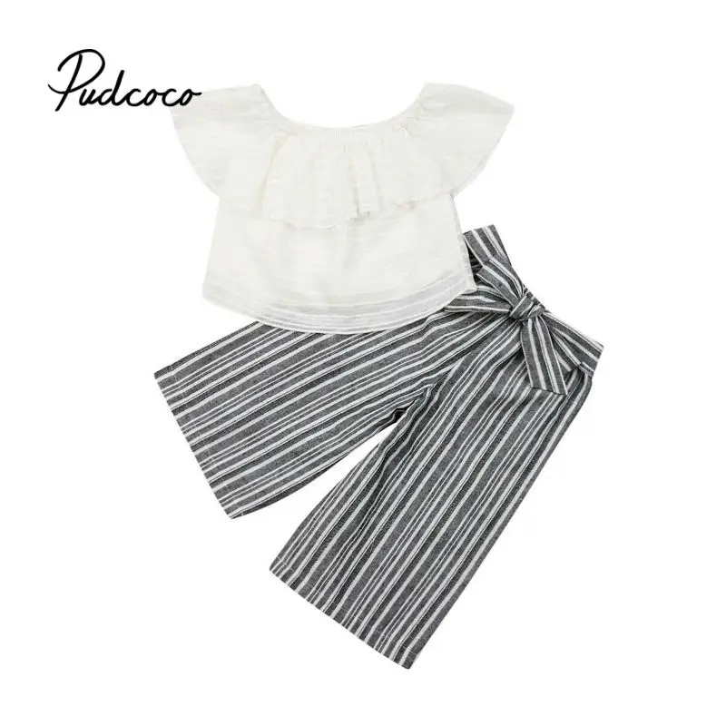 Комплект детской повседневной одежды из 2 предметов длинные полосатые штаны для