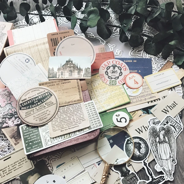 

KSCRAFT 52pcs Retro Bills Style Stickers for Scrapbooking Happy Planner/Card Making/Journaling Project