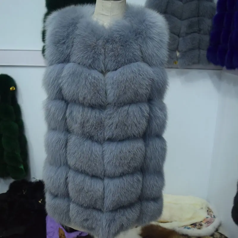 Женский Пушистый Жилет из натурального меха зимняя утепленная куртка без