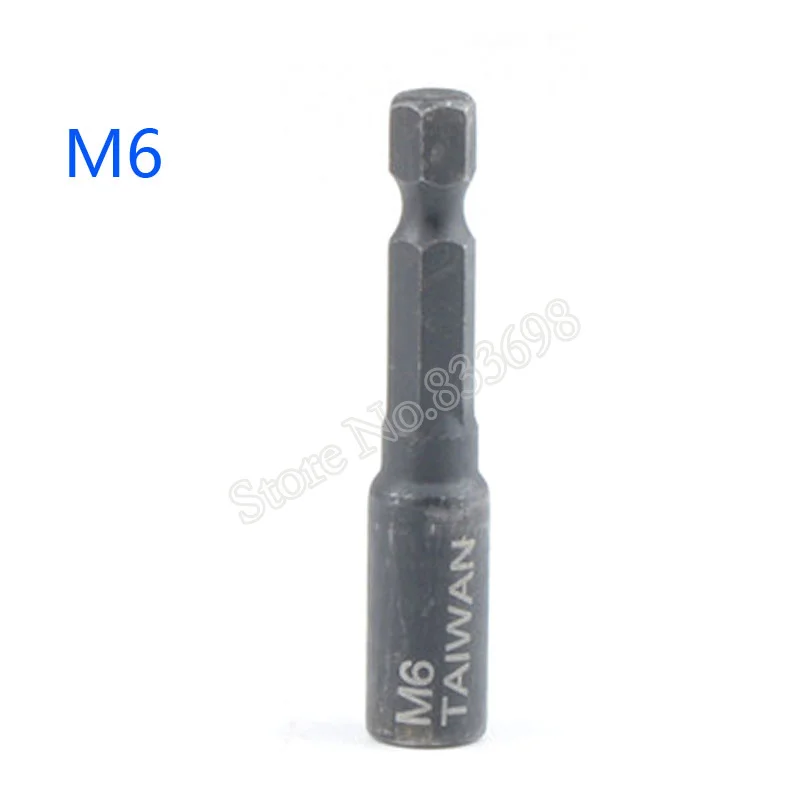 M6 Адаптер с шестигранным хвостовиком 1/4 '', квадратный драйвер M4, M5, M6, M8, M10, M12, M14, винтовой нарезной патрон для электросверла - Цвет: M6
