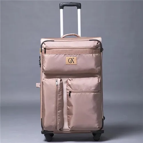 Khaki KLQDZMS 20/24/28 дюймов Бизнес прокатки Чемодан Многофункциональный Дорожный чемодан высокой емкости Тележка Сумки на колесах - Цвет: Khaki