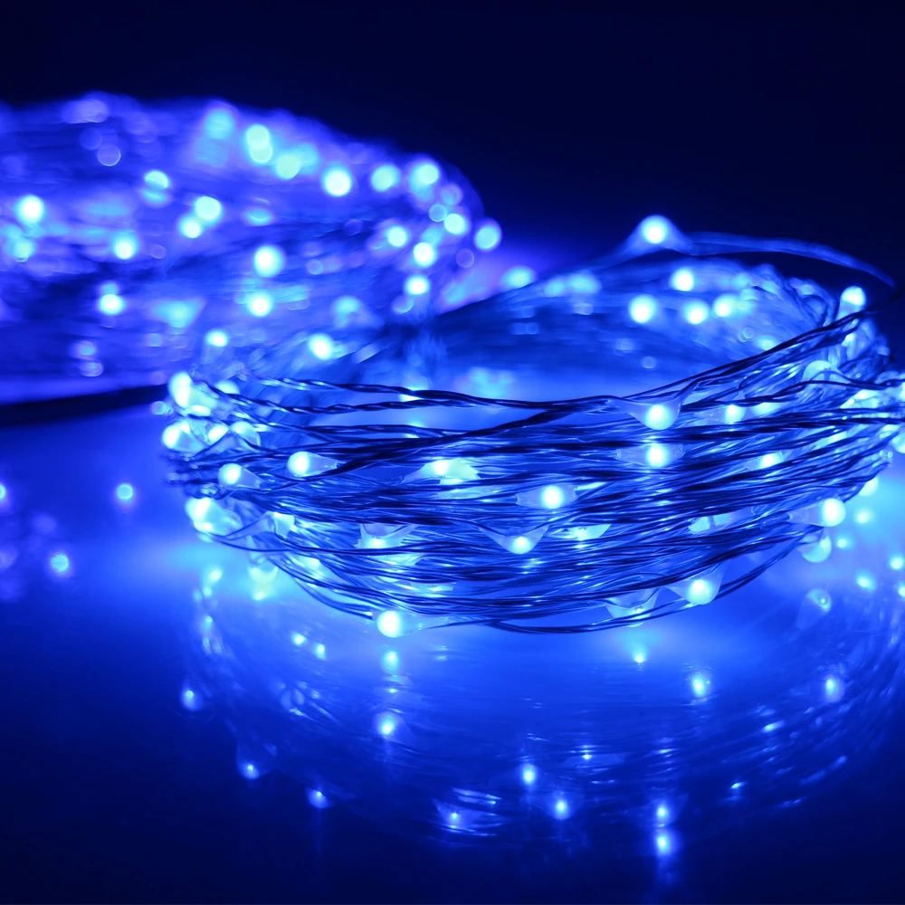 Подключаемый 2*33 фута 100 светодиодные гирлянды открытый серебряный провод 200 LED