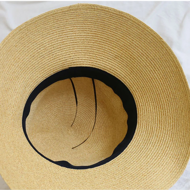 

PCFDDR New female straw hat foldable sunscreen hat fisherman hat bow bow hat.