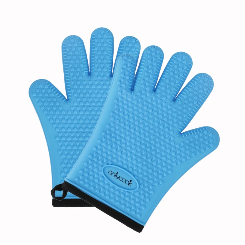 2Pcs/Pair Anti-scalding Silicone Microwave Oven Plus Cotton Insulation Gloves Temperature Kitchen Heat-proof 5Fingers Household | Дом и сад