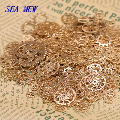 KC gold 50 шт. смешанный сплав ремесло стимпанк DIY старые части браслет с шестерней аксессуары винтики ювелирные Колеса Винтаж кулон наручные часы - Цвет: KC gold