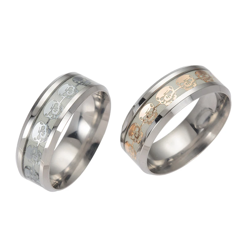 Креативные мужские зеленый световой кольцо с черепом для золотое покрытие