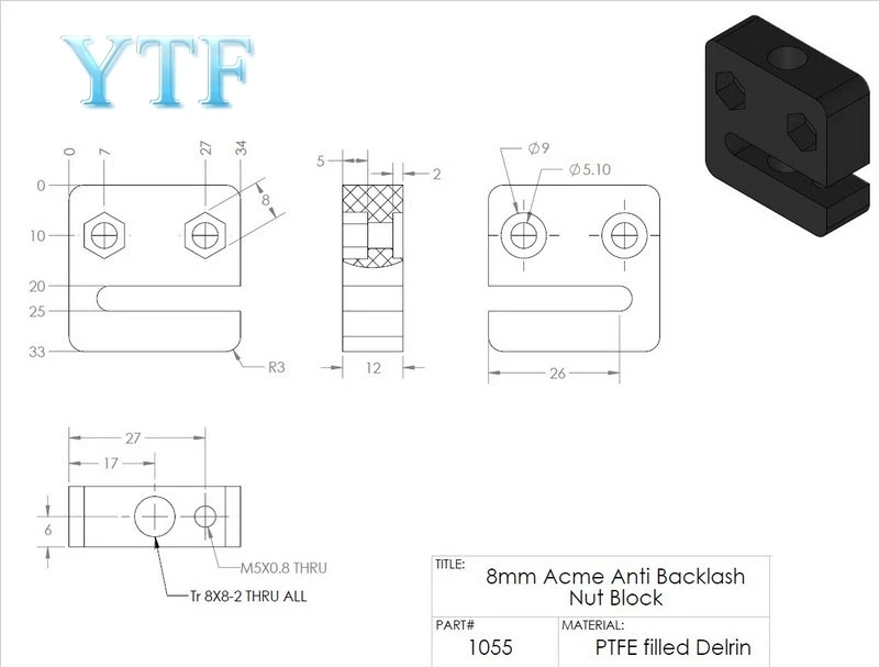 Запчасти для 3D принтера винтовая гайка пластина блок 8 мм|t8 screw|t8 screw nutopenbuilds |