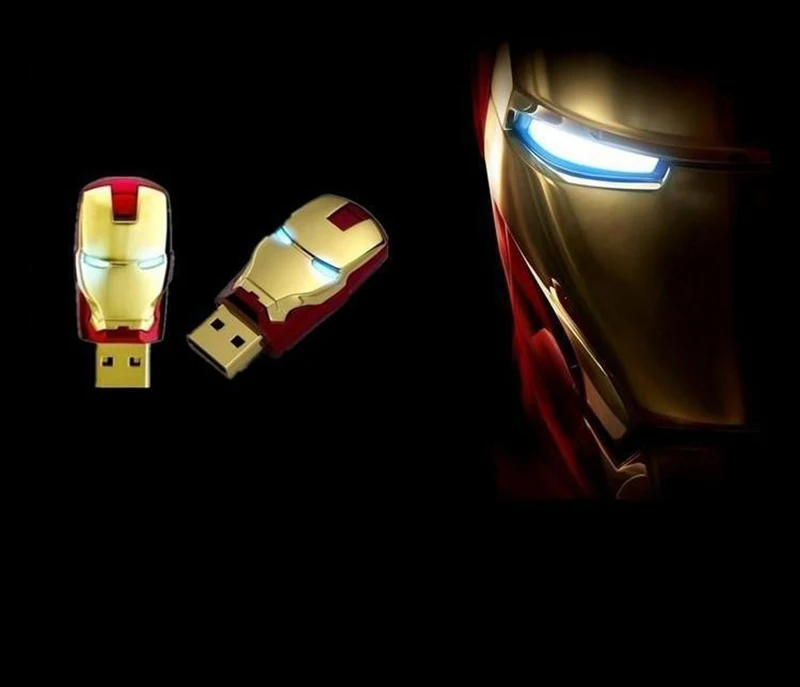 Мстители Железный человек Led Флешка 128 ГБ USB 64 ГБ 32 ГБ 16 ГБ 8 ГБ флеш-накопитель Memoria USB 2,0 флэш-накопитель