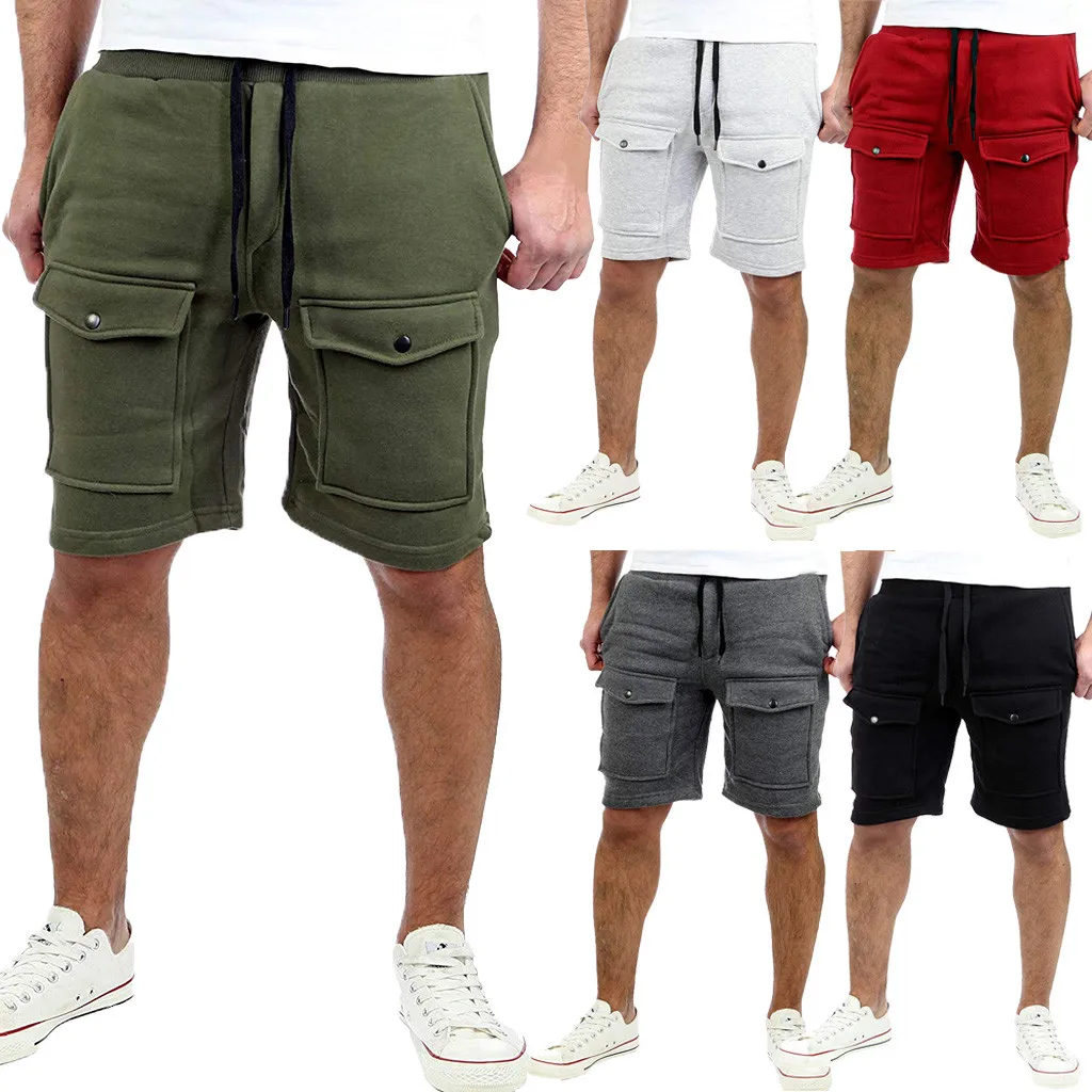 Мужские спортивные шорты с карманами Повседневные Удобные на шнурке одежда для
