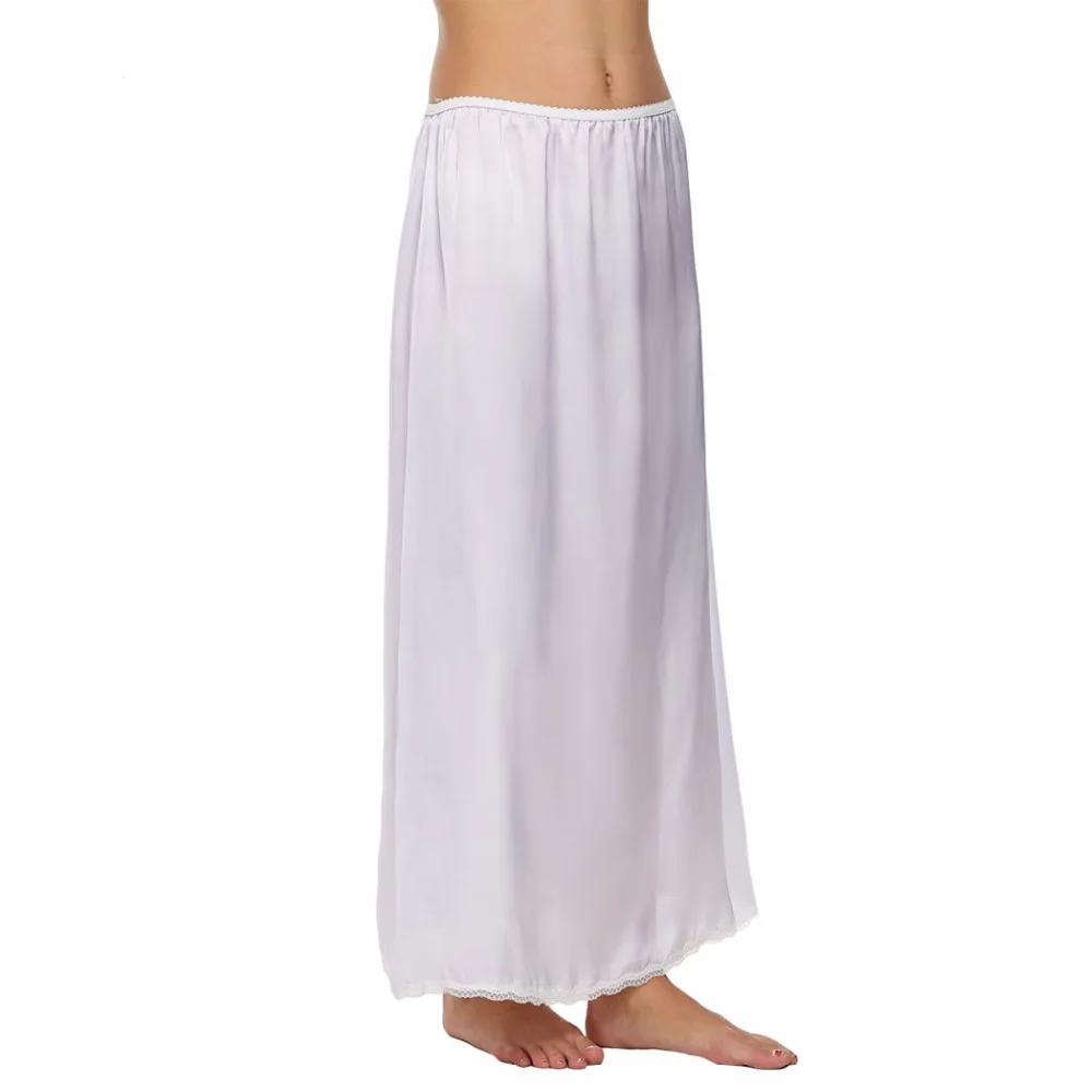 Атласная Нижняя юбка Для женщин кружевная бейка длинные половина слипы женские