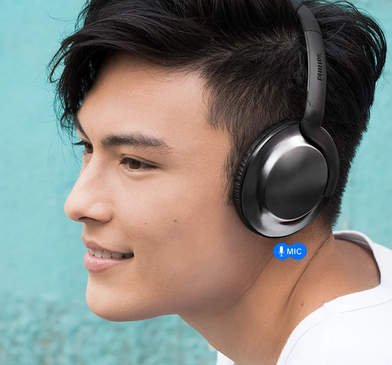 Philips SHB4805 Беспроводной наушники Bluetooth 4,1 с микрофоном складной Адаптивная Шум шумоподавления стерео бас для S8 S9 Note8