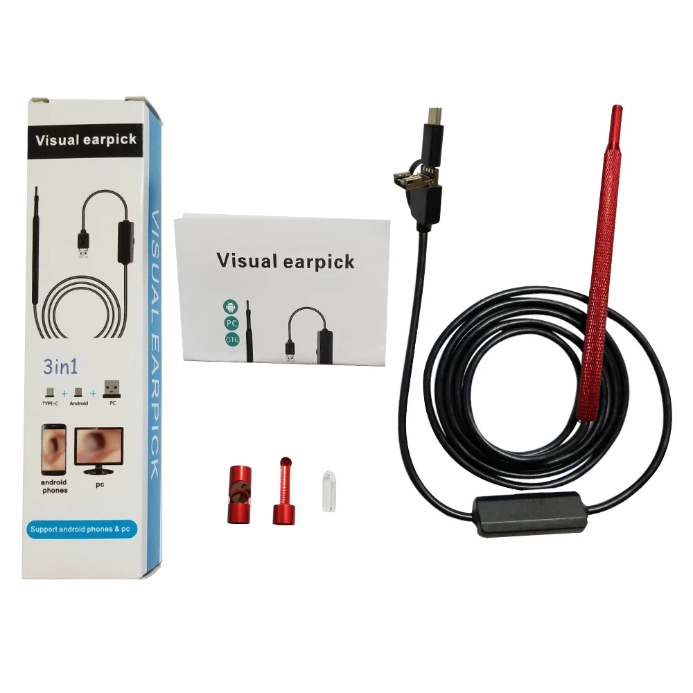 Универсальный Бороскоп USB Инспекционная камера Ушная ложка эндоскоп три в одном 1