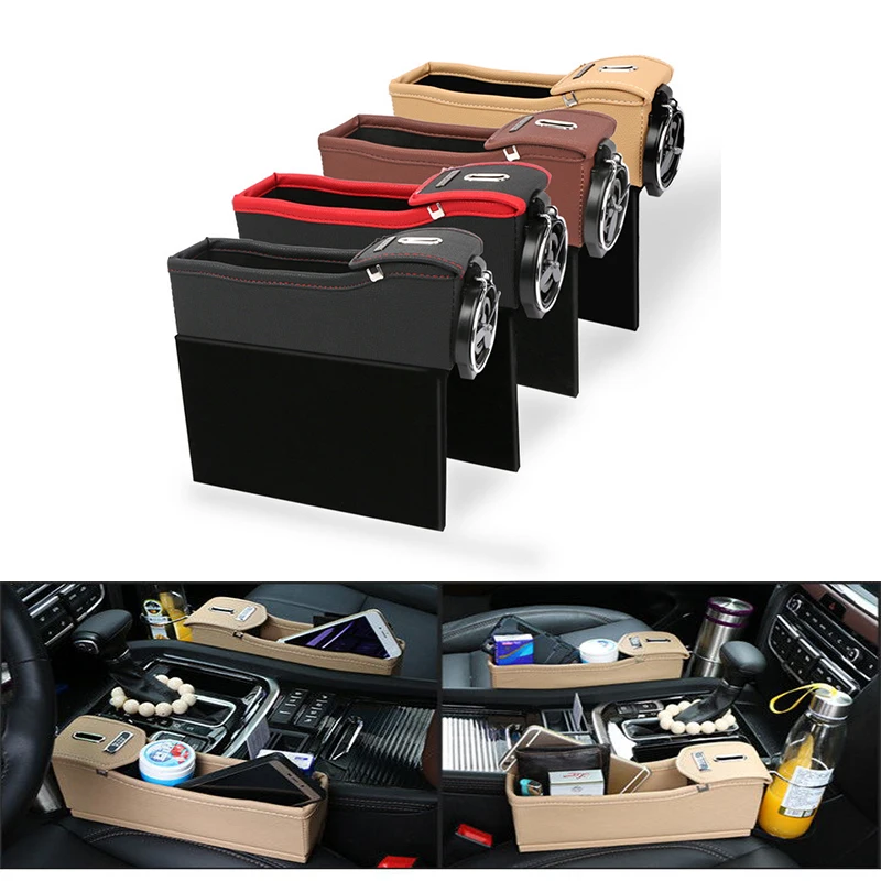 Цена Кожаный ящик для хранения автомобильного сидения, подставка для монет, денег, телефона, держатель для карт, органайзер, автомобильный карма...