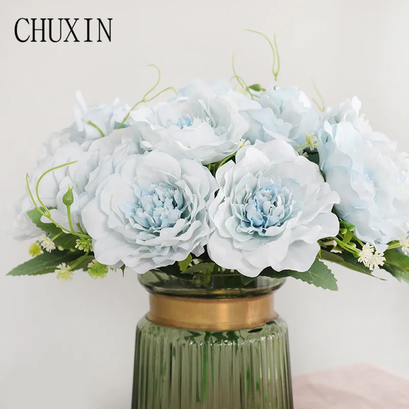 Diy handmade home decoration simulation 5 head camellia wedding road guide layout props peony fake flowers Valentine's Day gift | Дом и