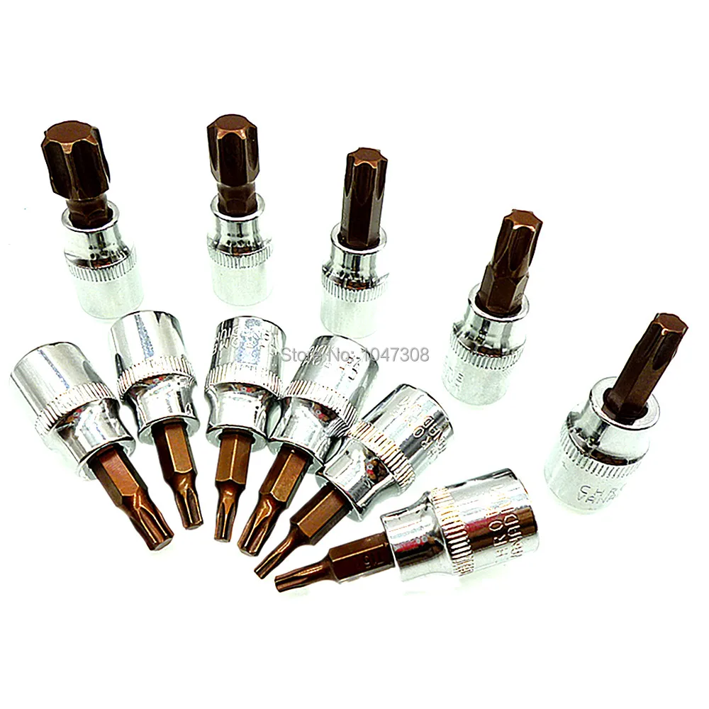 Набор торцевых головок Torx 11 шт. T10 T15 T20 T25 T27 T30 T40 T45 T50 T55 T60 3/8 дюйма (10 мм) торцевые