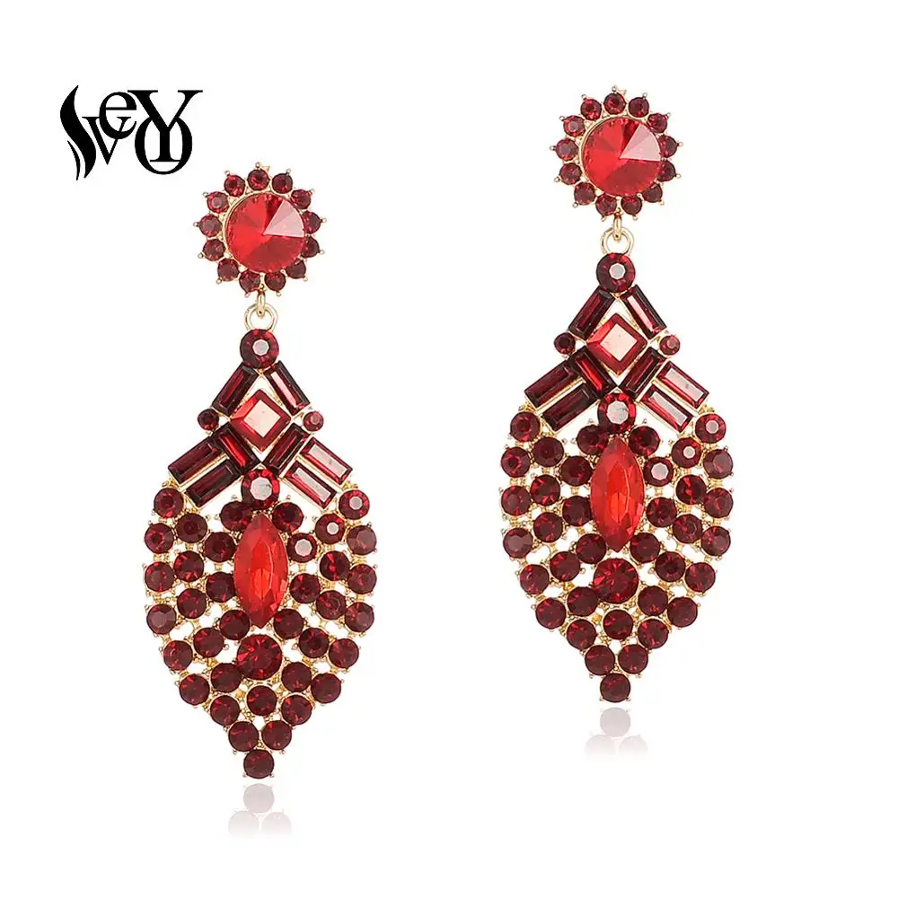 

VEYO Elegant Rhinestone Earrings Luxury Crystal Drop Earrings for Women Geometry Design Pendientes New