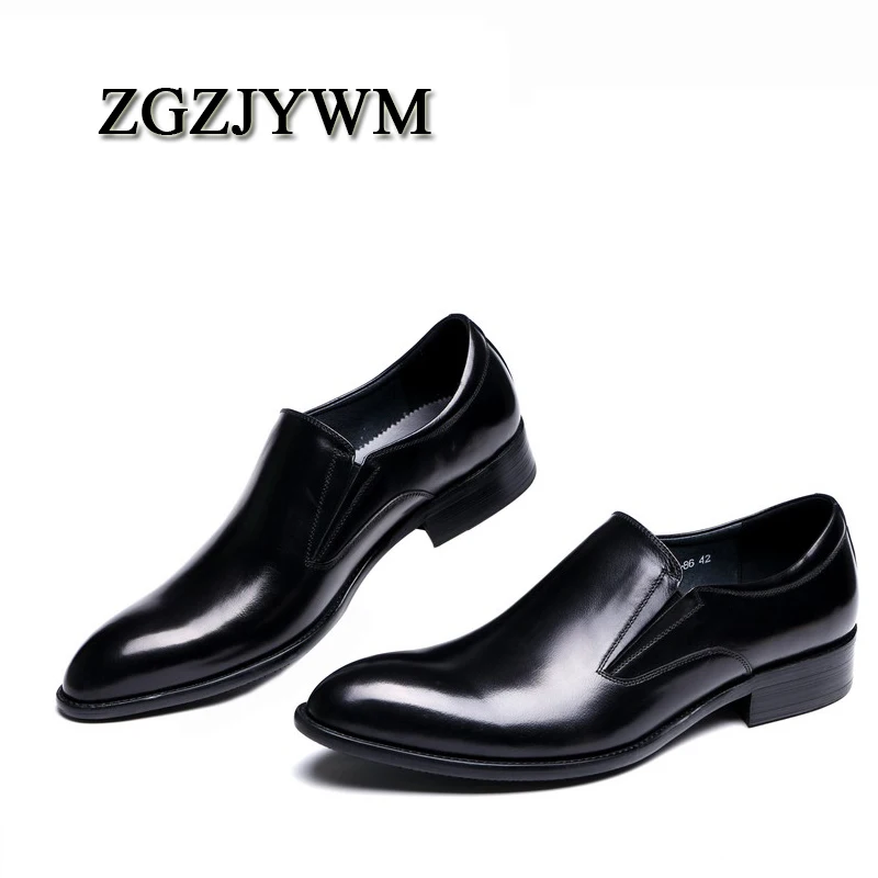 ZGZJYWM/Новинка дышащие черные/коричневые лоферы модельные туфли из натуральной