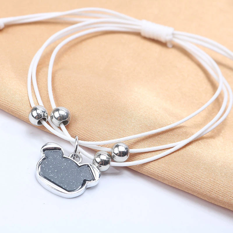 BRAVEKISS 2Pcs/Pair Trendy Bear Shape Charm Bracelets &amp Bangles Couple Pendants Bracelet for Women Fashion Jewelry Gifts BPB0485 |