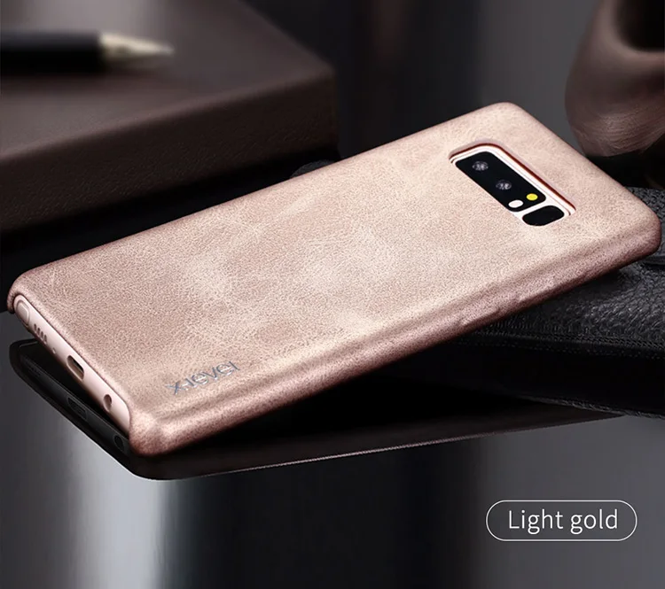 Чехол в стиле ретро для samsung Note 8 X-Level, ультра тонкий деловой кожаный чехол для телефона, чехол для samsung Galaxy Note 8 - Цвет: Gold