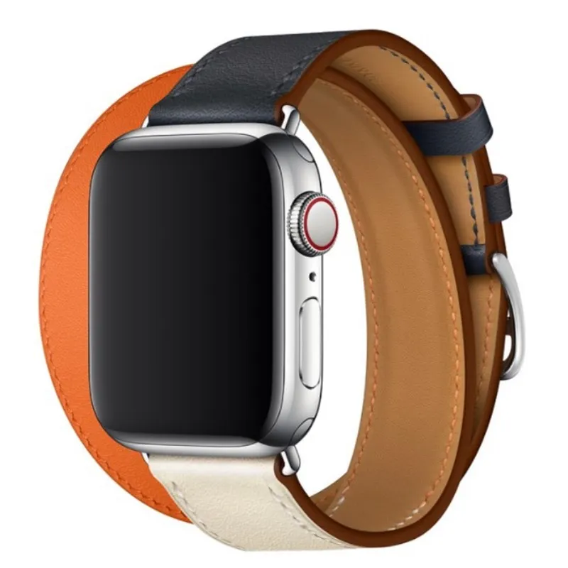 38 мм 42 40 44 двойной кожаный ремешок для Apple Watch iWatch серии 1 2 3 4 сменные ремешки