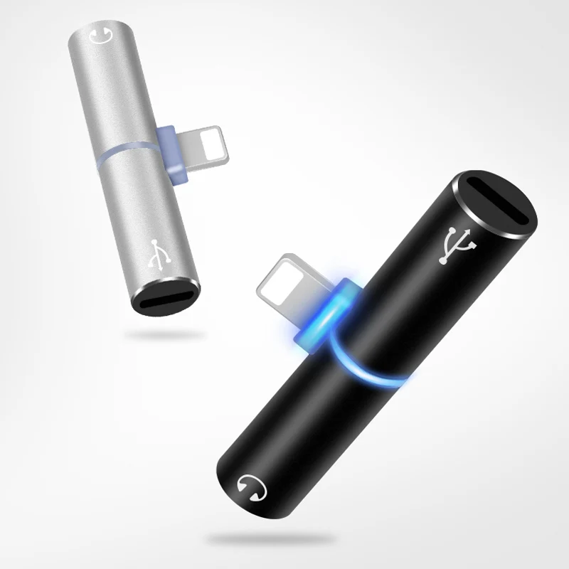2 в 1 зарядки аудио адаптер для iphone 7 8 plus X iOS Зарядное устройство Adaptateur сплиттер