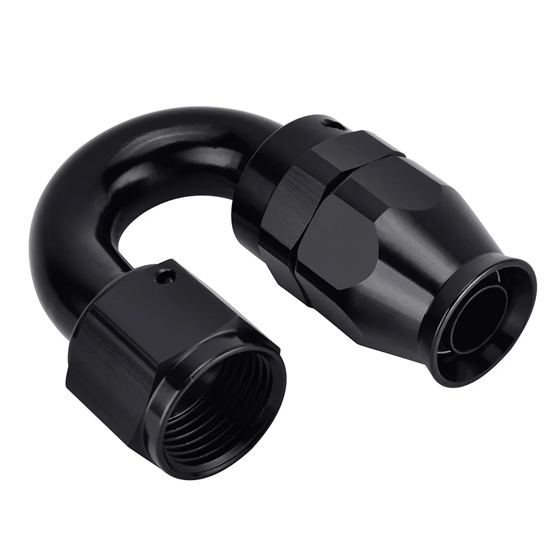 evil energy AN10 Straight Elbow 180Degree Swivel PTFE Hose End Reusable PTFE Fitting For Oil Fuel Line Black images - 6