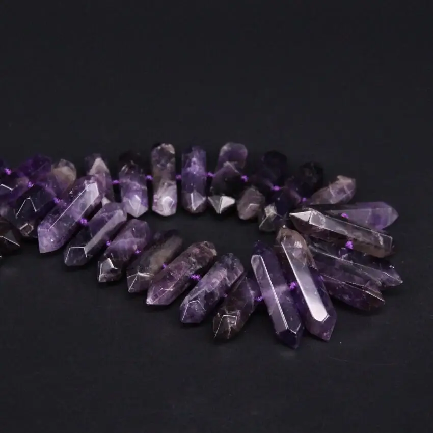 Бусины двусторонние из натурального аметиста 15 5 дюймов|loose beads|crystal stickbeads loose |