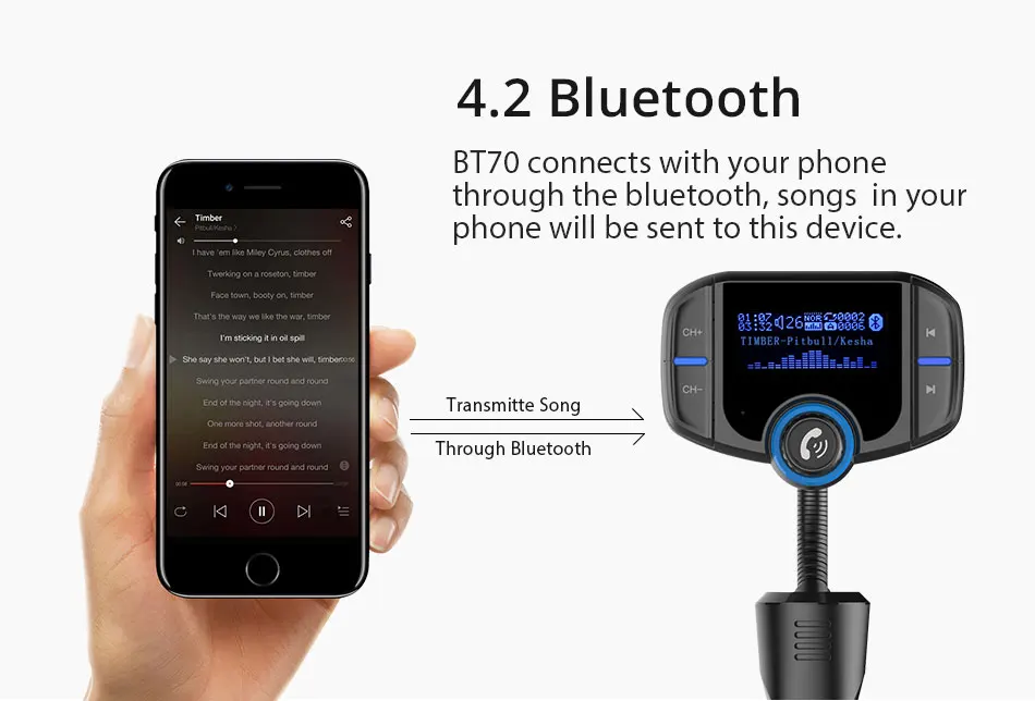JINSERTA BT70 автомобильный Bluetooth fm-передатчик модулятор передатчик двойной USB зарядное устройство QC3.0 Громкая связь аудио MP3 музыкальный плеер для автомобиля