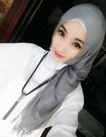 fashion glitter lurex scarves wraps shimmer tassel muslim hijabs women thin islamic headscarf cotton viscose long shawl headband