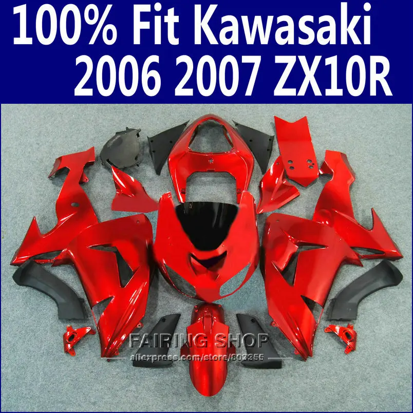 

Red zx10r 2006 2007 Fairings For Kawasaki Ninja Full plastic parts Fairing ZX-10R 06 07 kit EMS free x15