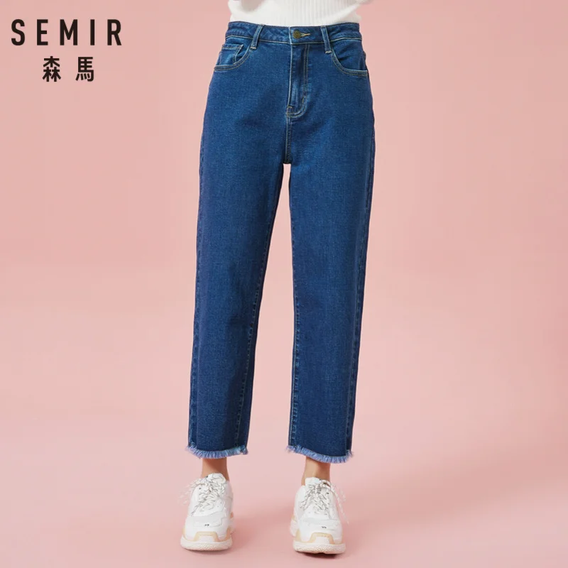 SEMIR/женские укороченные джинсы из 100% хлопка с необработанным краем женские