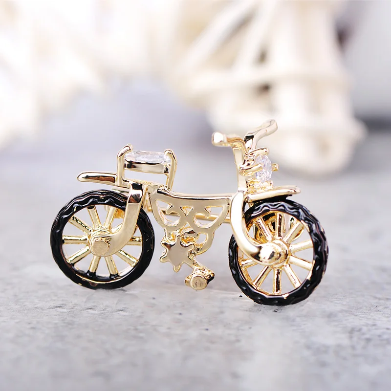 Модная брошь Ностальгический стиль мини велосипед с кристаллами эмалированные