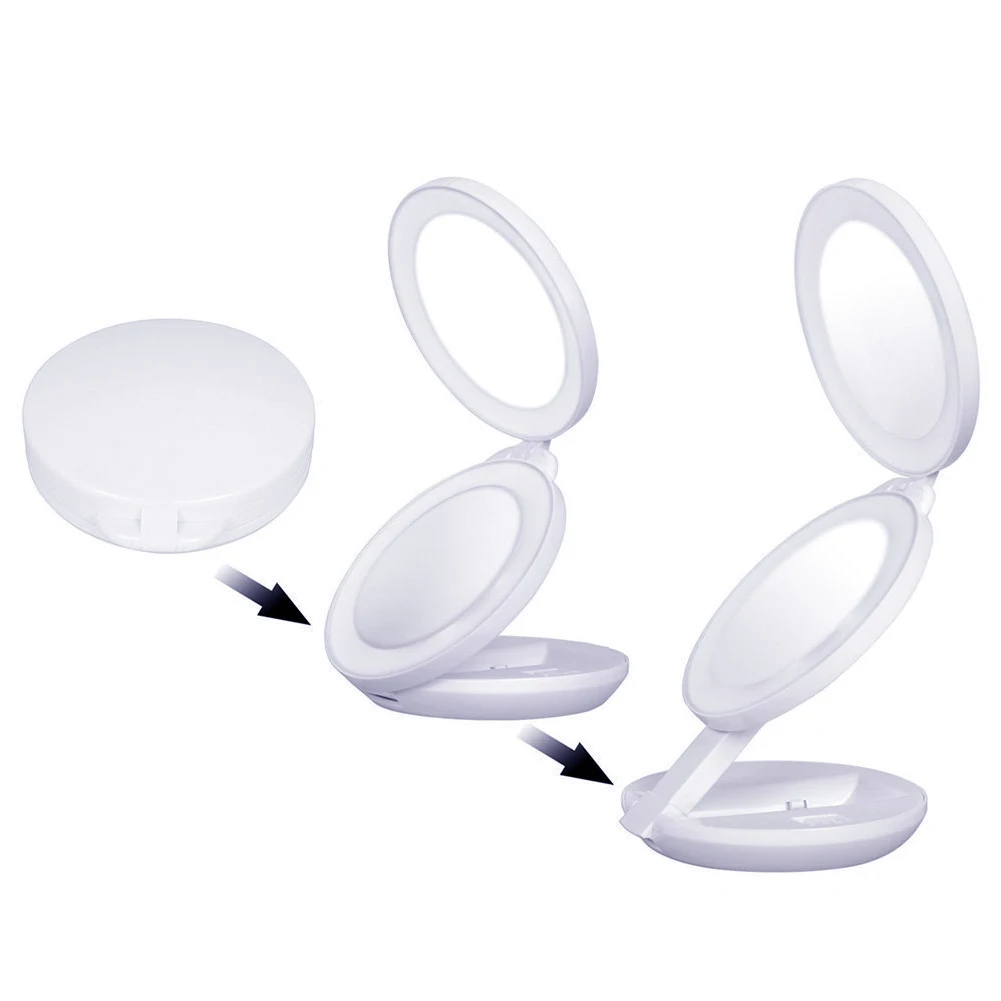 Новое 1х/5х УВЕЛИЧЕНИЕ LED освещенное зеркало для макияжа двойное складное