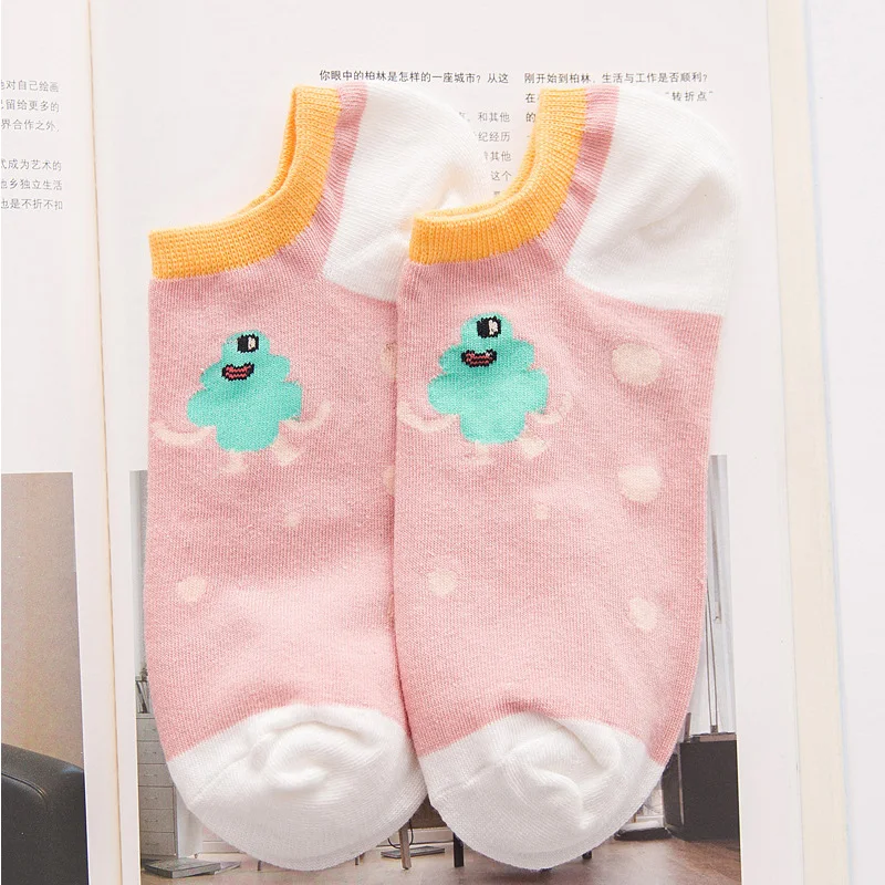 2017 1 пара милые с мультяшным принтом легкие удобные хлопковые короткие носки для